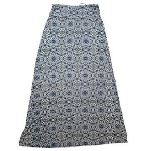 Cynthia Rowley Women's Size S Maxi Skirt‎ White Blue Flowy Aztec floral Designer